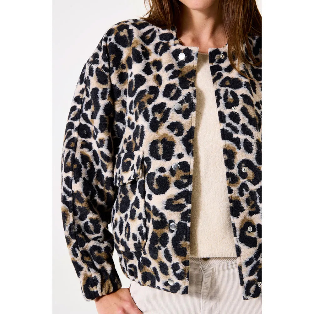 GEORGIE LEOPARD PRINT FUZZY JACKET H50093