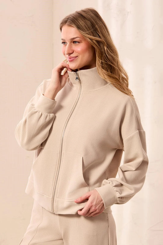 THE OLIVIA MOCK NECK FULL ZIP CARDIGAN