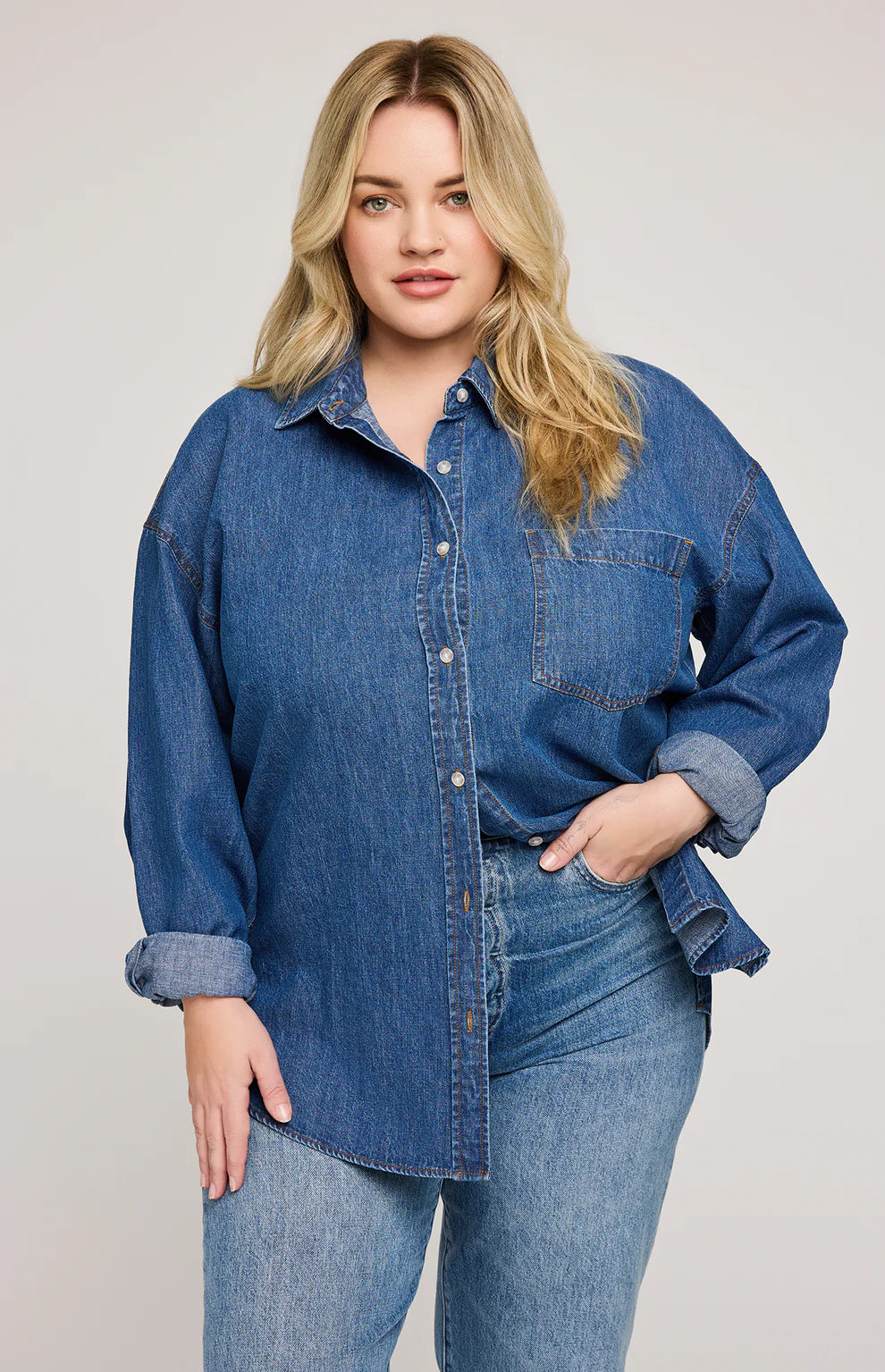 WHITNEY DENIM BUTTON UP