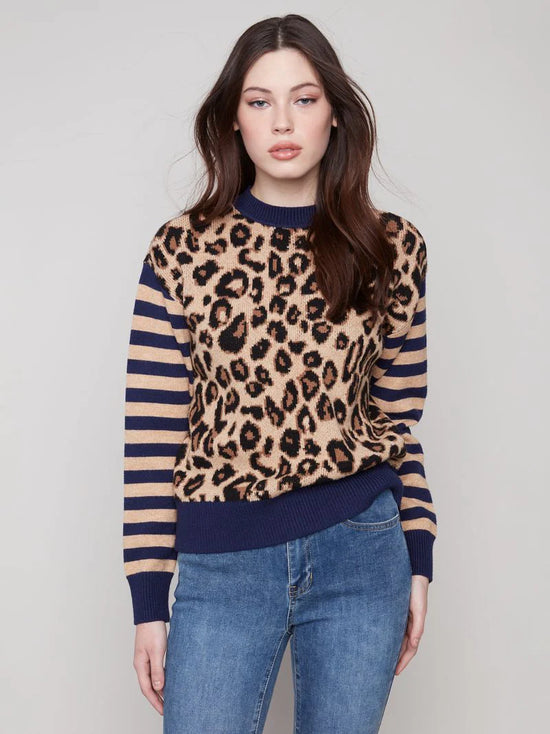 LEOPARD CREW NECK SWEATER