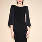 JOSEPH RIBKOFF PLEATED SLEEVES SHEATH DRESS 233766
