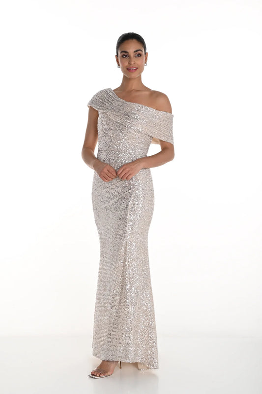 ONE SHOULDER SEQUIN LONG GOWN 258739U