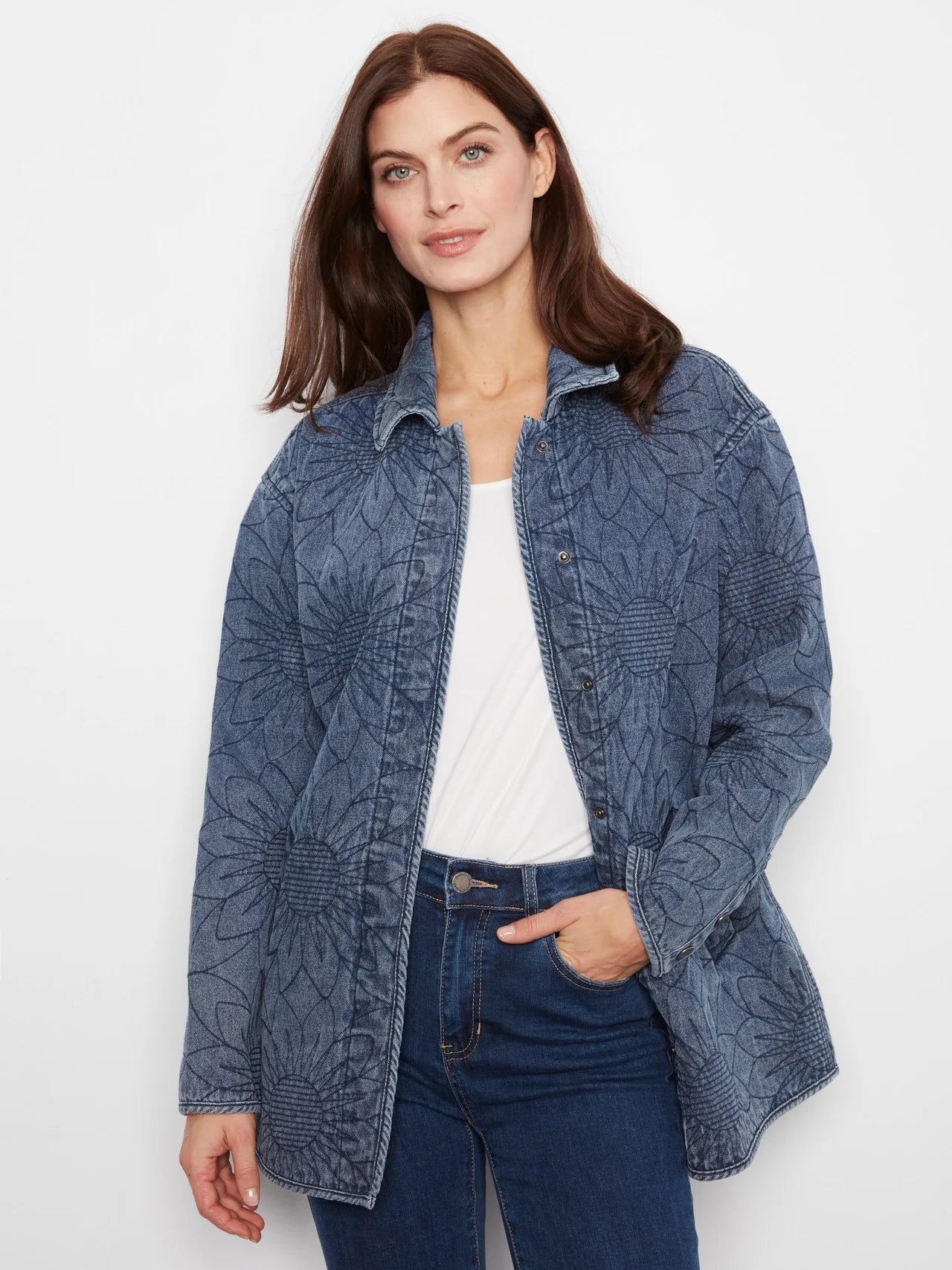 THE CREW QUILTED DENIM JACKET W/ POCKETS