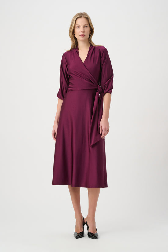 Knit Satin Flowy Wrap Dress 264070