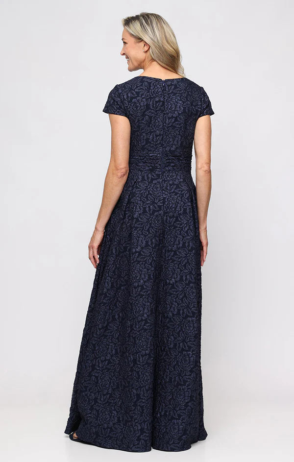 JERRICA LONG GOWN WITH SHORT SLEEVES