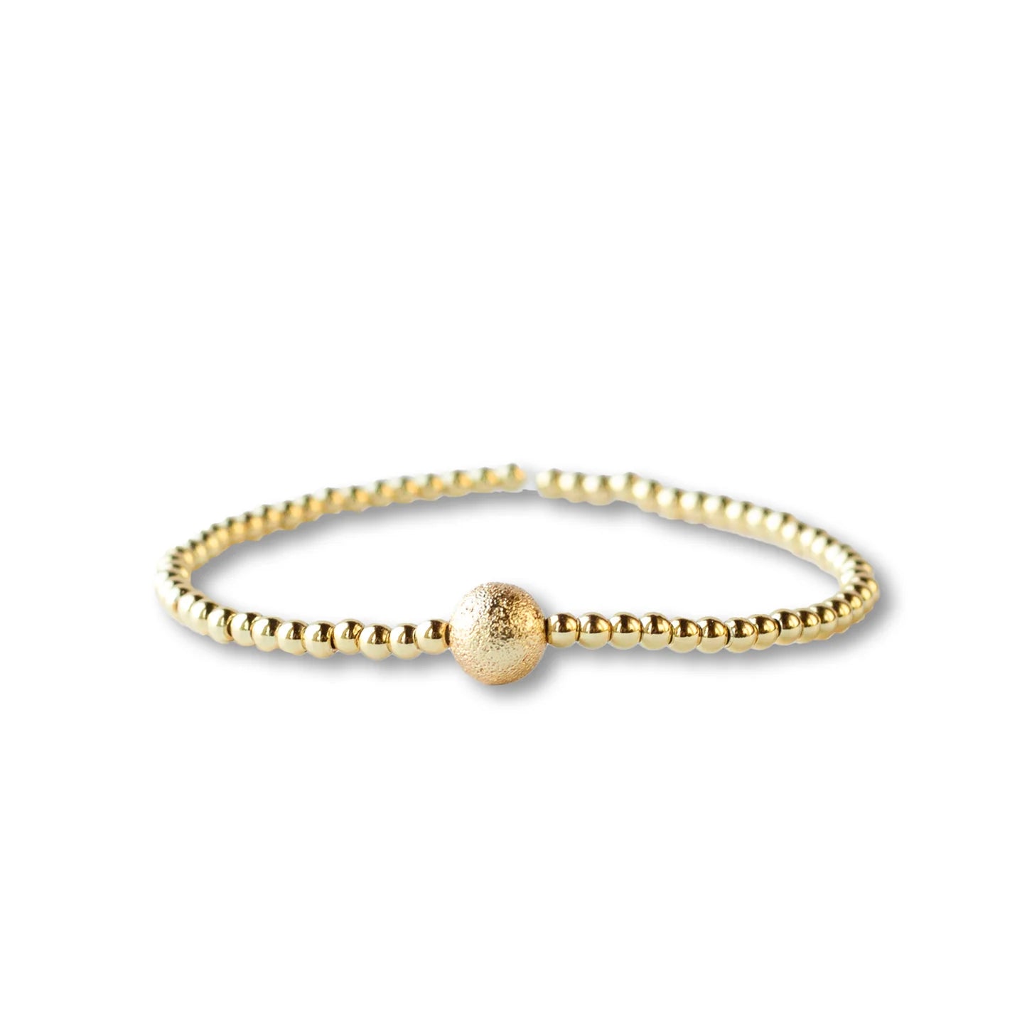 LENNY &EVA 3MM  GOLD W/TEXTURED BALL STRETCH BRACELET