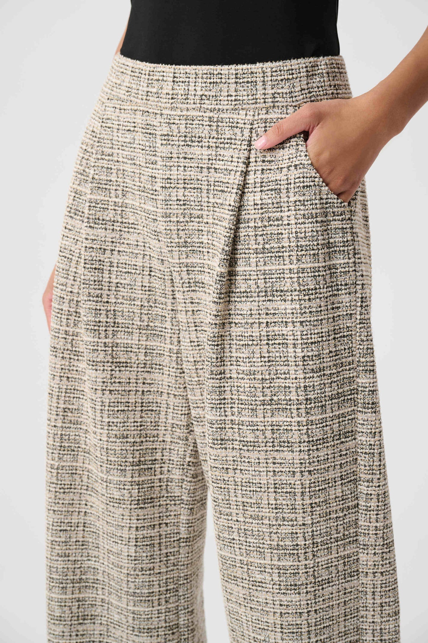 Plaid Boucle Wide-Leg Pants 264079