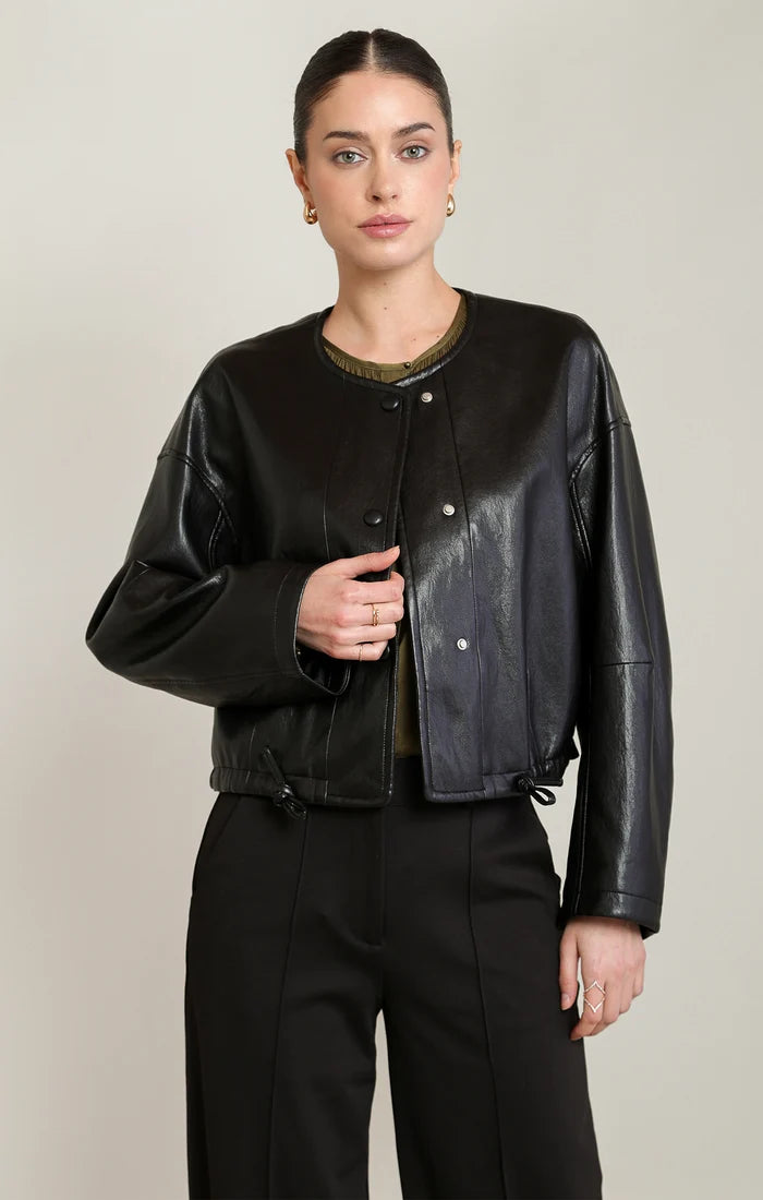 THE KRISTI COLLARLESS PU JACKET