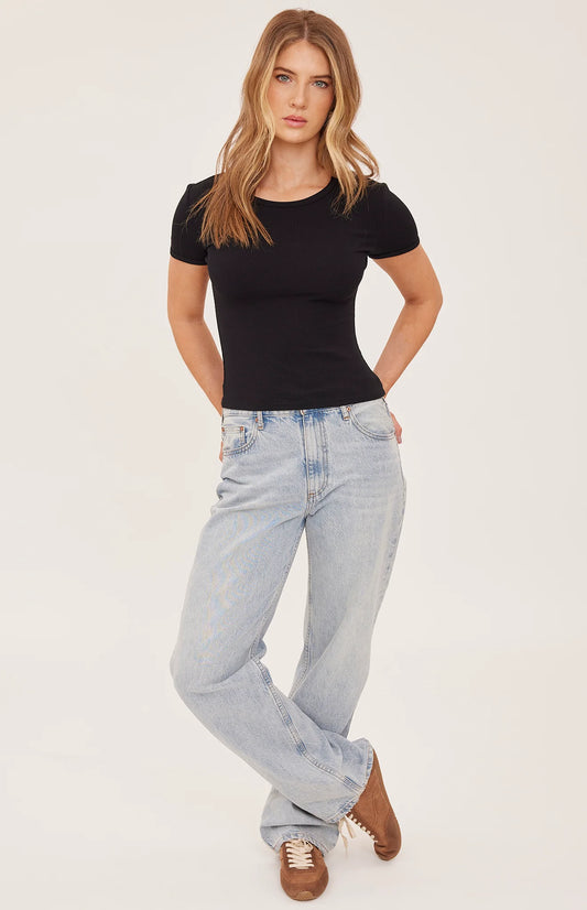 DAYNA RIBBED SHORT SLEEVE