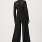 Sheer Lace Sleeve Wide-Leg Jumpsuit 264196