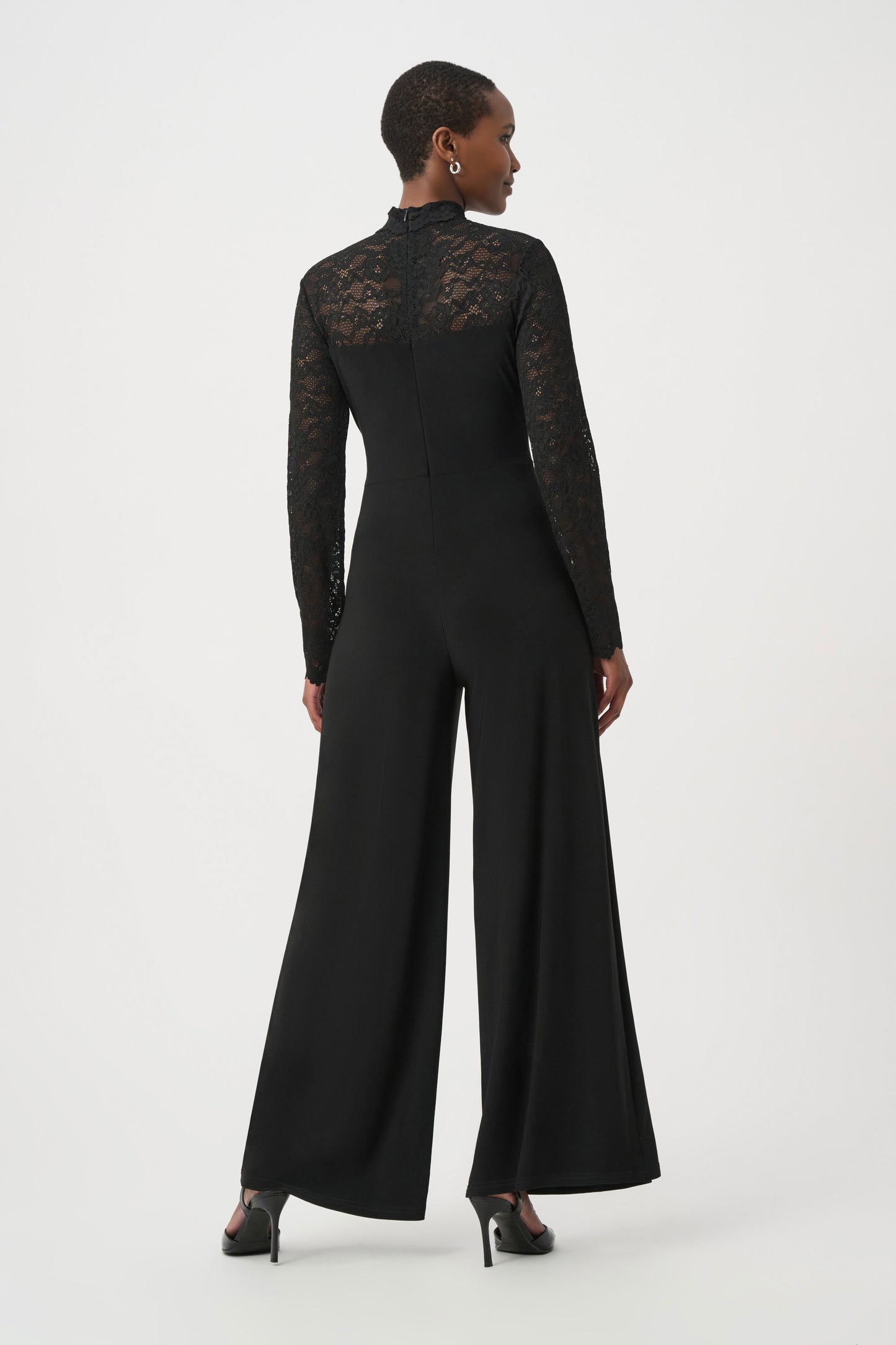 Sheer Lace Sleeve Wide-Leg Jumpsuit 264196