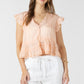 THE ORLA LACE TRIM RUFFLE CAP SLEEVE TOP