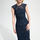 RIBKOFF GUIPURE SOUTACHE TRUMPET DRESS