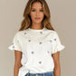 ELODIE RUFFLE CUFF BOW SHIRT