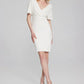 SCUBA CREPE WRAP DRESS WITH PEARL DETAIL 241761
