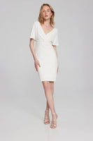 SCUBA CREPE WRAP DRESS WITH PEARL DETAIL 241761