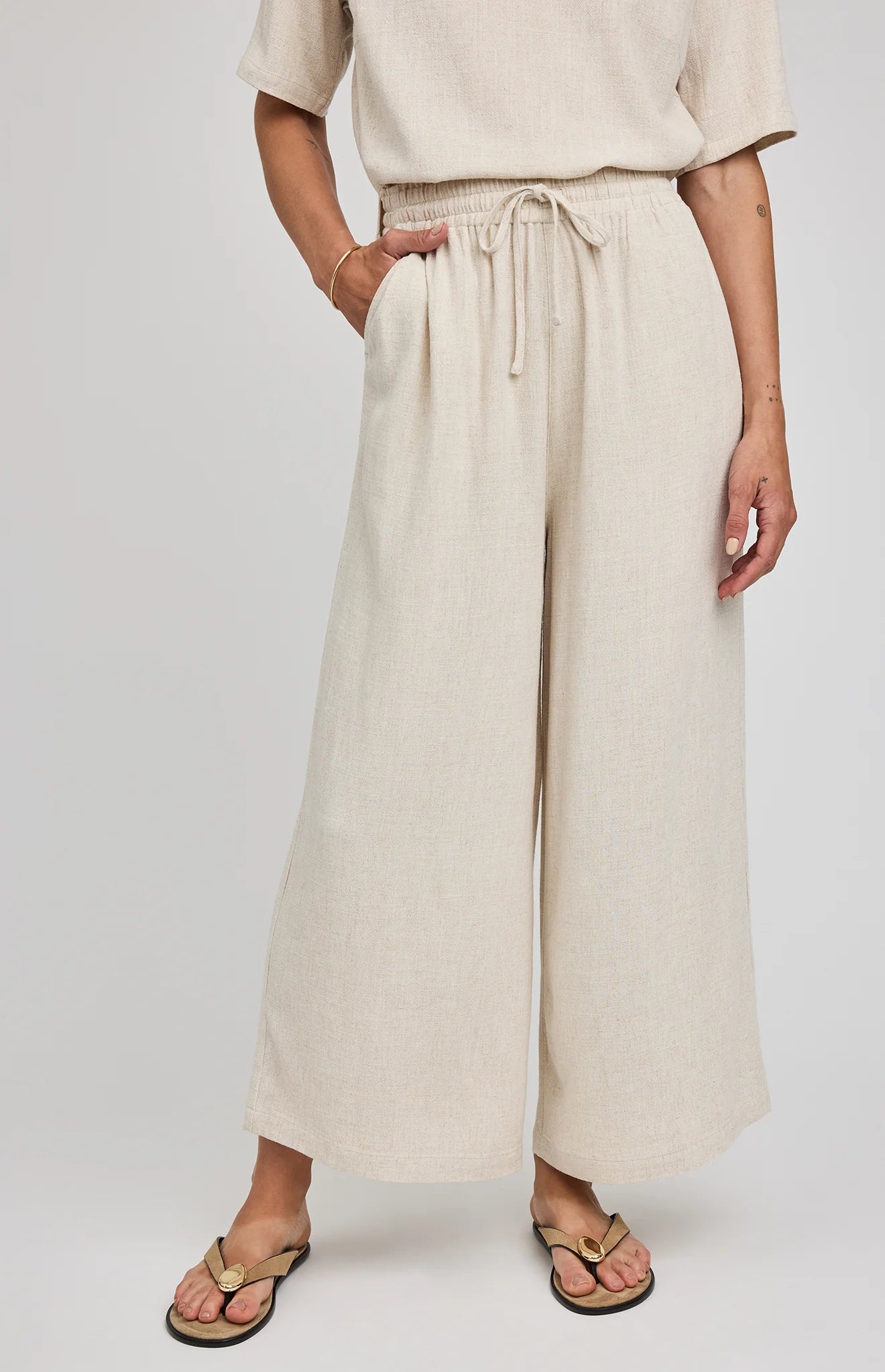 ARLO WIDE LEG LINEN BLEND PANT