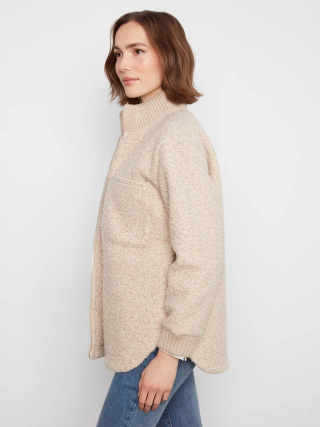 THE CARSON FUZZY JACKET W/ROUND HEM