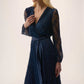SEQUINED PLEATED L/S FIT AND FLARE 254721
