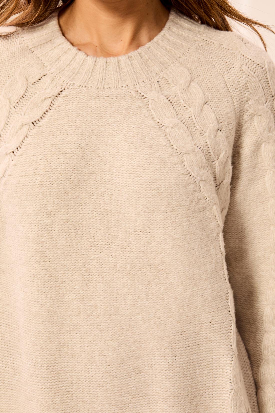 THE MACI CREW NECK W/ CABLE DETAIL SWEATER