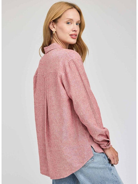 DOMINIQUE STRIPE LINEN TOP GF-2858