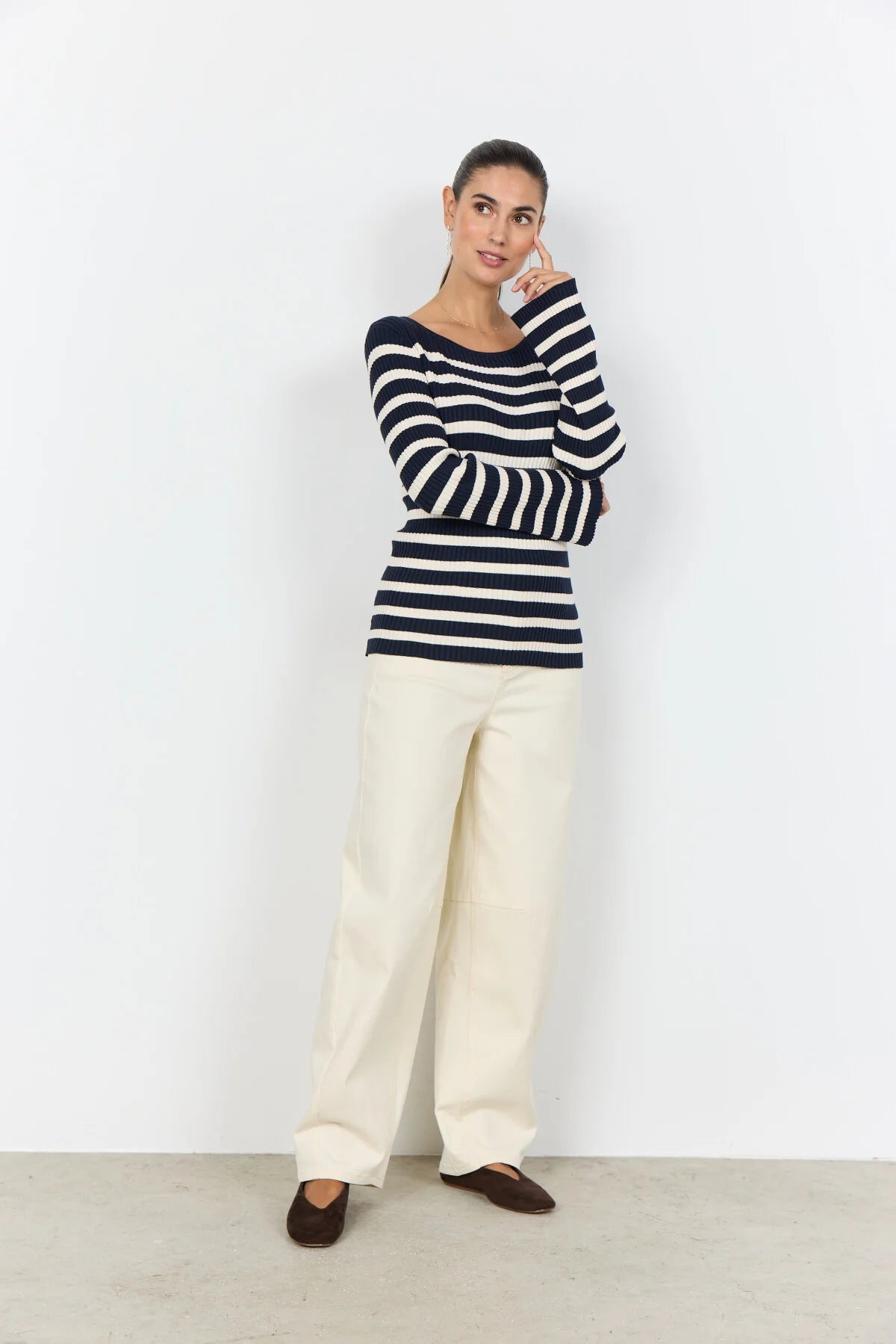 DOLLIE STRIPED RIBBED SWEATER