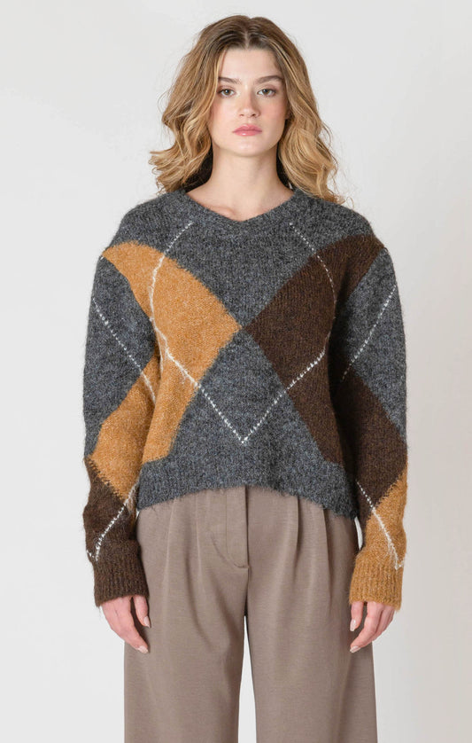 THE RILEY V NECK PATTERNED SWEATER