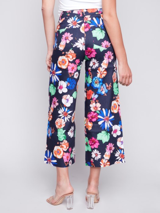 PRINTED WIDE LEG PANT WITH PATCH POCKET C5478