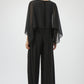 Silky Knit and Chiffon Wide Leg Jumpsuit 254055