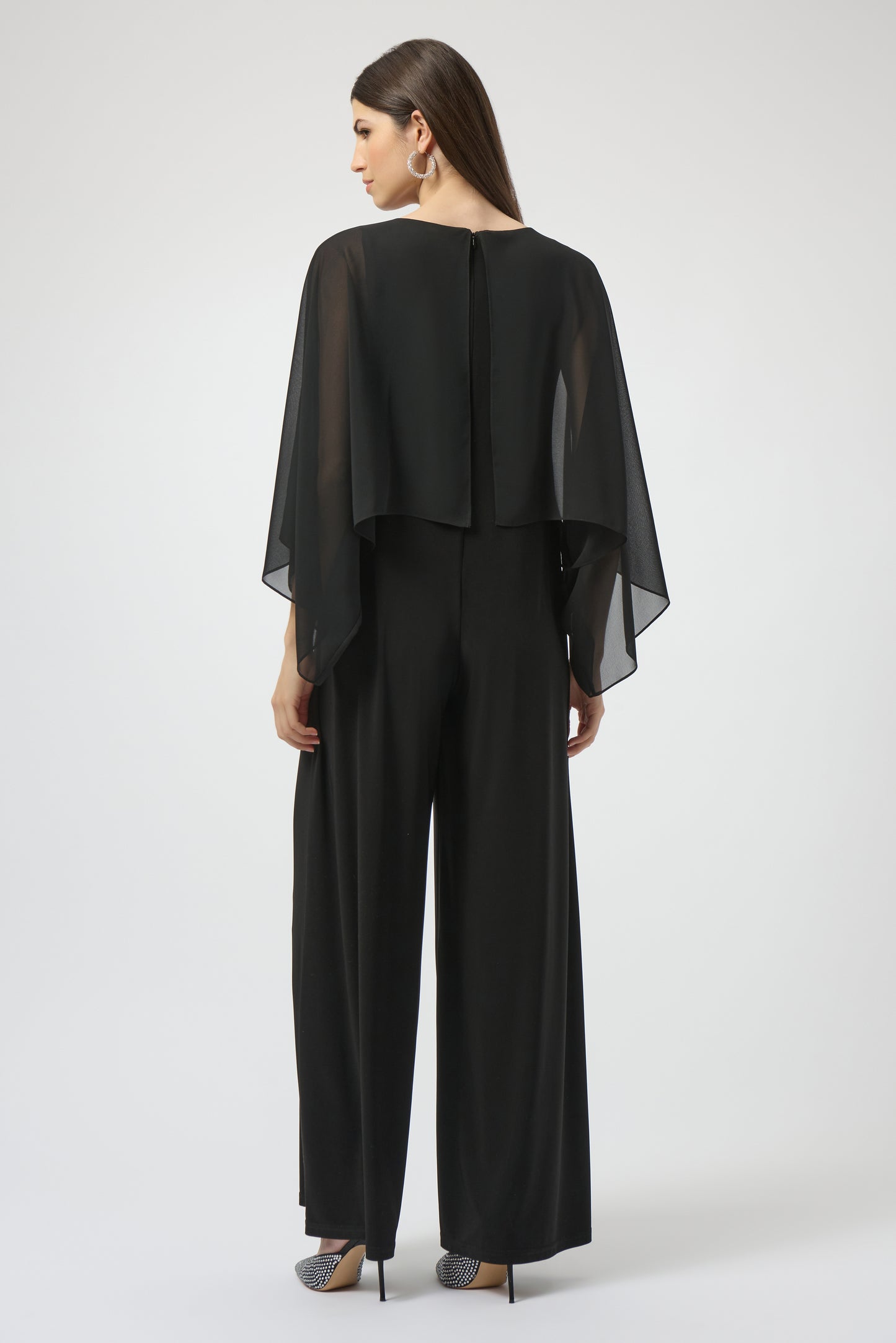Silky Knit and Chiffon Wide Leg Jumpsuit 254055
