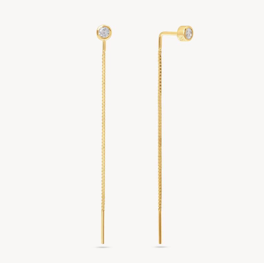 HILLBERG BEZEL THREADER EARRINGS