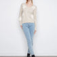 THE CATHY LONG SLEEVE VNECK FLOWER XWEATER
