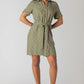 THE ANGIE LINEN S/S BELTED EYELET DRESS