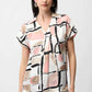 RECYCLED SATIN ABSTRACT PRINT BOXY TOP