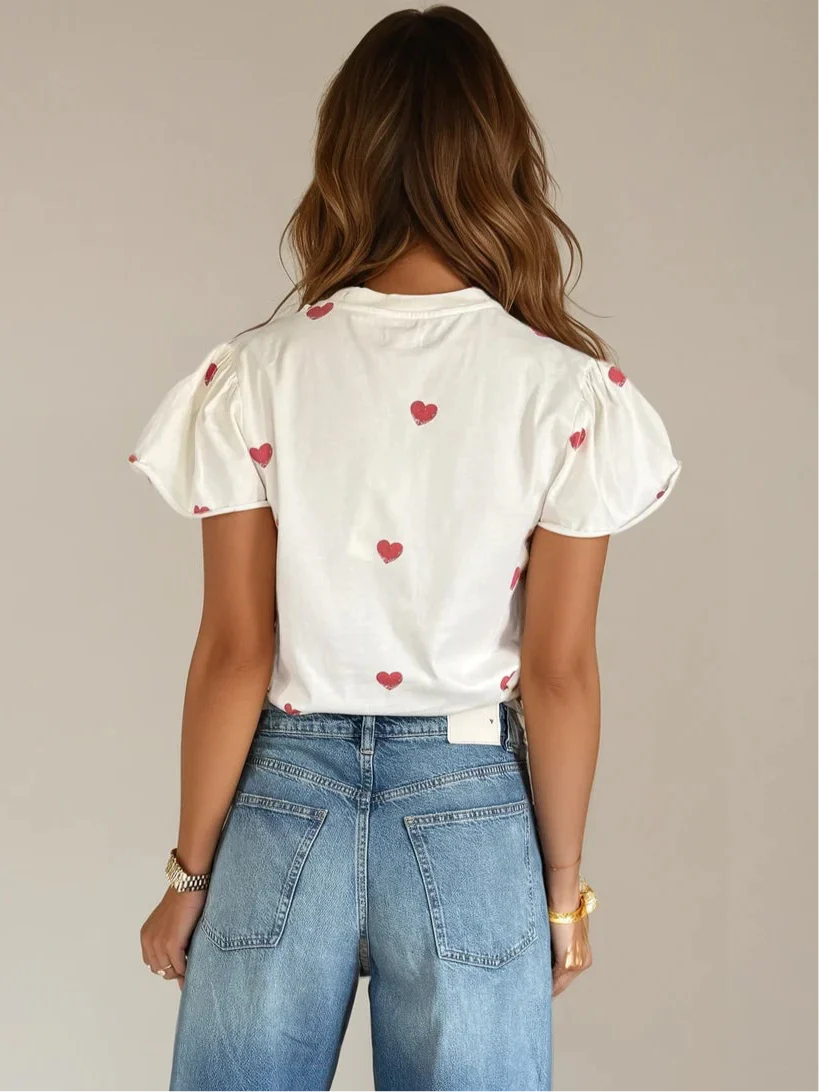 COLETTE PUFF SLEEVE HEART SHIRT