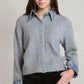 THE JENNA DENIM TRIM SWEATER SHIRT