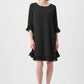 GEORGETTE RUFFLE TRIM TRAPEZE DRESS