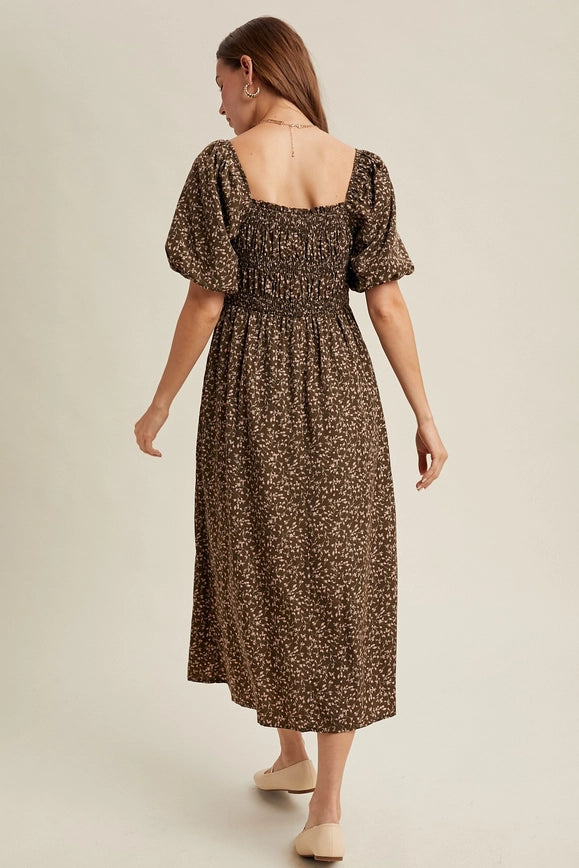 THE OLIVIA  PUFF SLEEVE MID DRESS