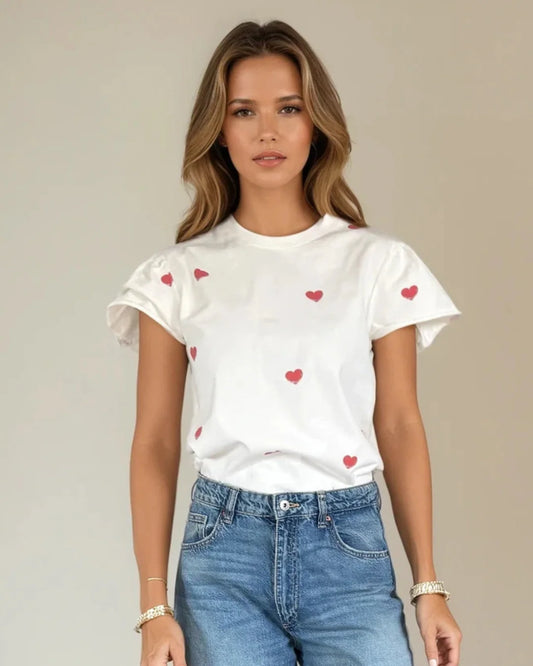 COLETTE PUFF SLEEVE HEART SHIRT