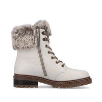 WHITE LACE UP BOOT WITH FUR BY REMONTE  D0B74