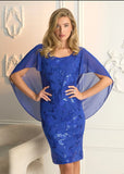 ROYAL SEQUIN DRESS WITH CHIFFON OVERLAY 242125