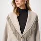 Wool Blend Shawl Collar Fringed Coat 263912