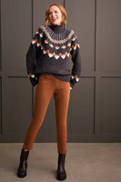 TRIBAL TOMA L/S SLEEVE MOCK NECK INTARSIA SWEATER 1880O