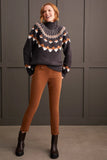 TRIBAL TOMA L/S SLEEVE MOCK NECK INTARSIA SWEATER 1880O