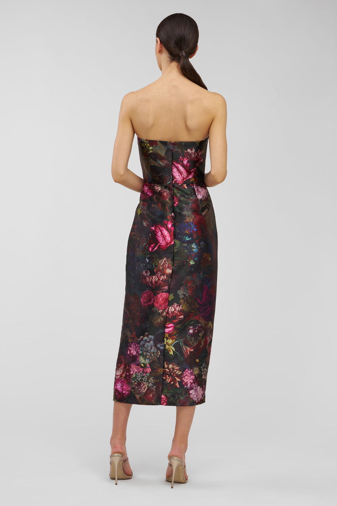 AMELIE TEA LENGTH STRAPLESS DRESS