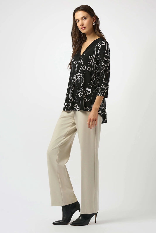 Silky Knit Face Print Flared Top 253138