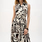 Gauze Tropical Print Fit And Flare Wrap Dress 262226