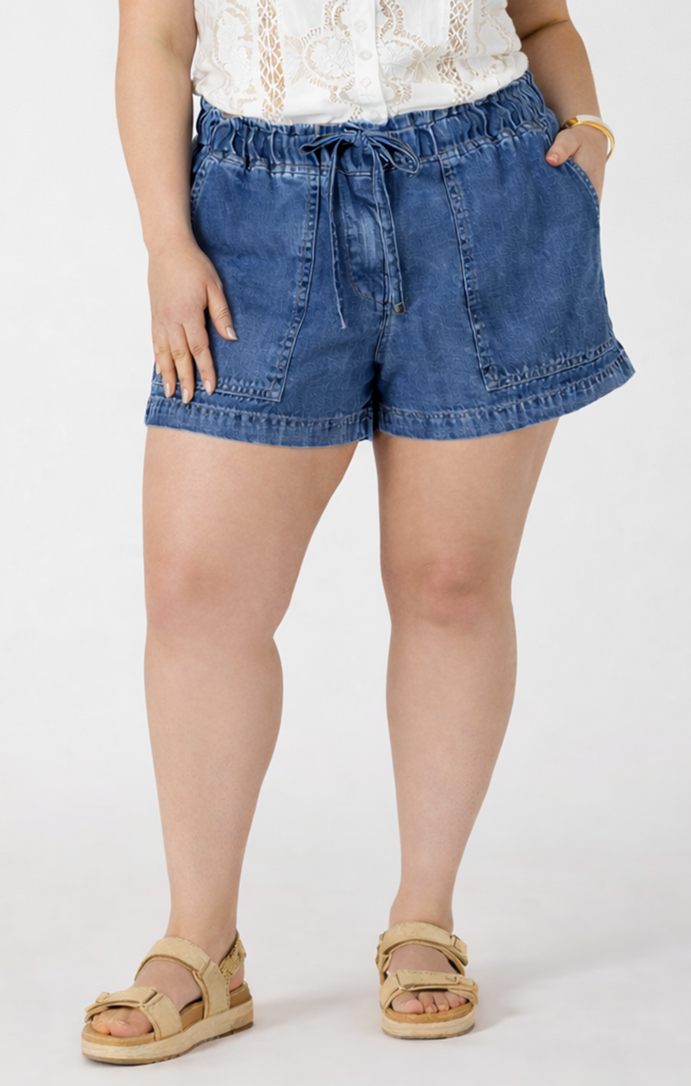 THE LYRA DRAWSING DENIM SHORTS