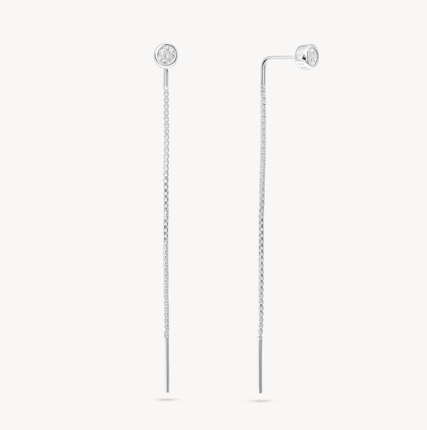 HILLBERG BEZEL THREADER EARRINGS
