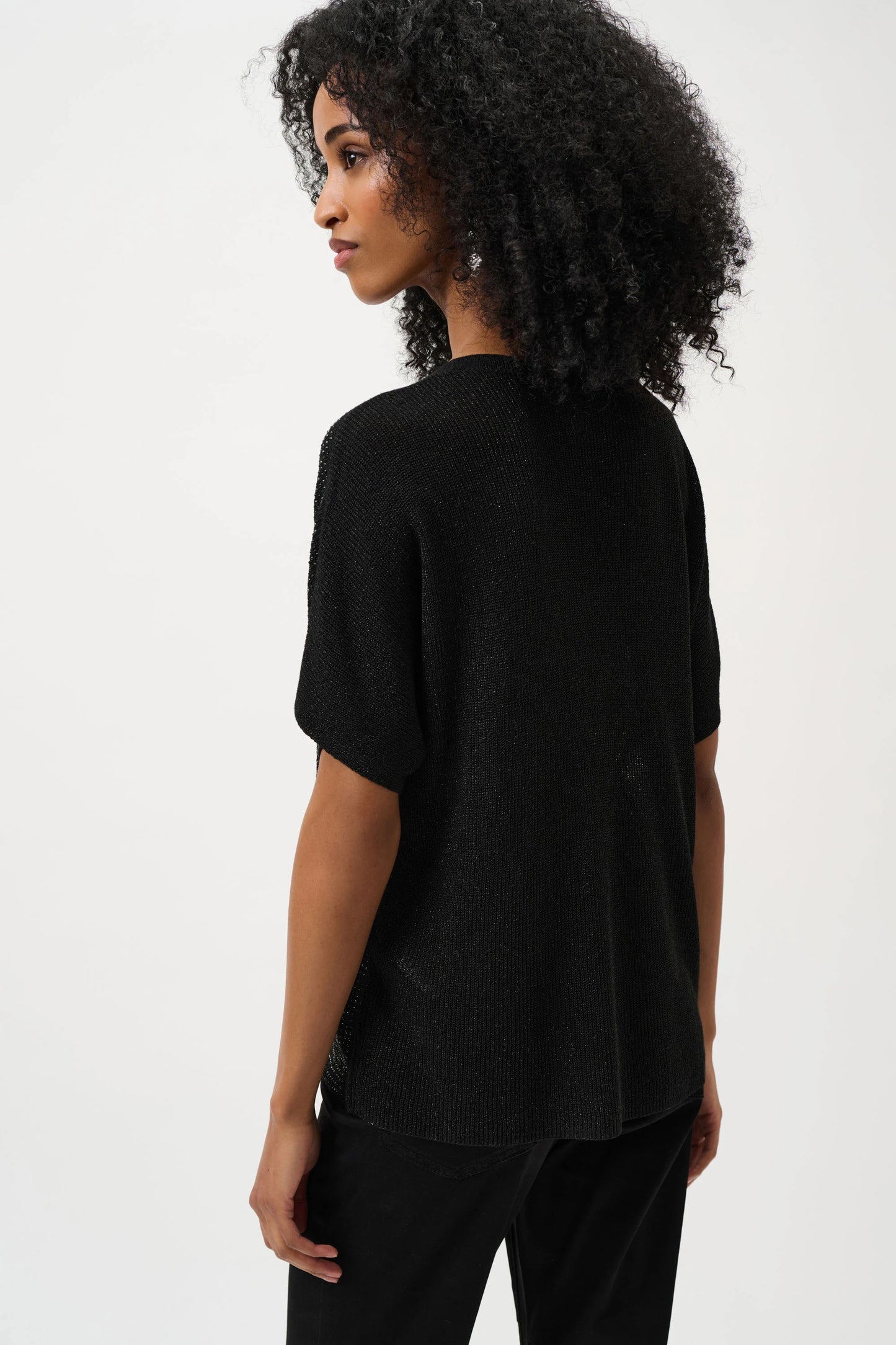 METALLIC KNITTED TSHIRT W/RHINESTONES